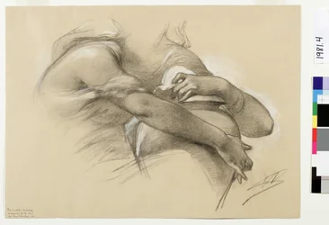 Croquis de bras de femme tenant un pot